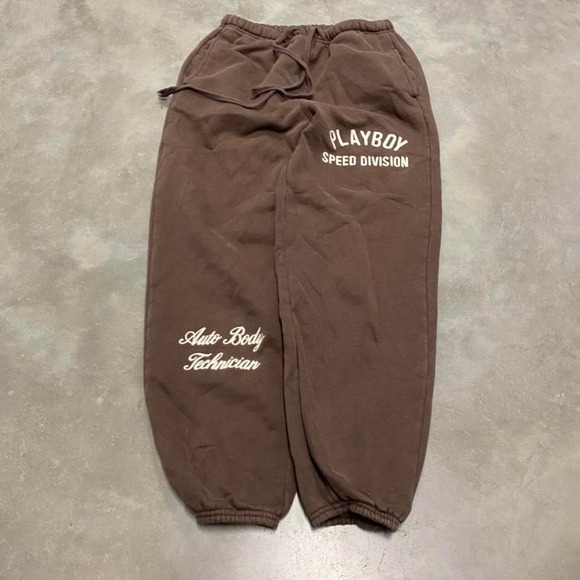 PLAYBOY Other - Vintage y2k 90s brown embroidered playboy spellout auto body sweatpants